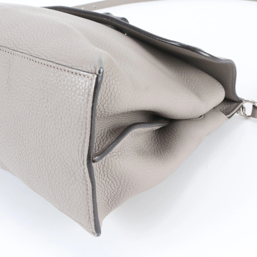 GUCCI Gray Leather Bamboo Shoulder Bag - Picture 4 of 8